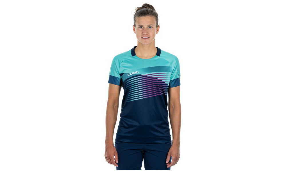 Dviratininko marškinėliai Cube Teamline WS Round Neck S/S blue'n'mint - 5