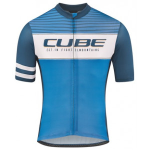 Dviratininko marškinėliai Cube Blackline CMPT S/S blue'n'white