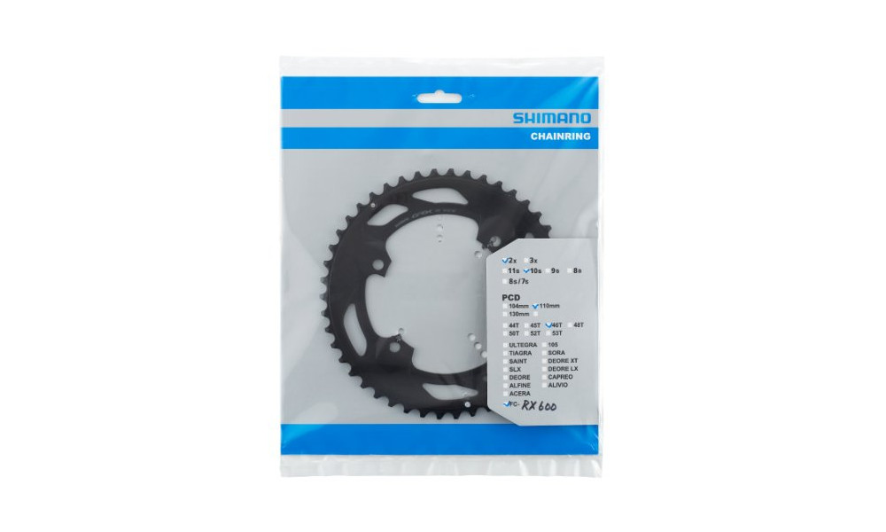 Priekinis dantratis Shimano GRX FC-RX600 110mm 2x10-speed 46T-NF - 2