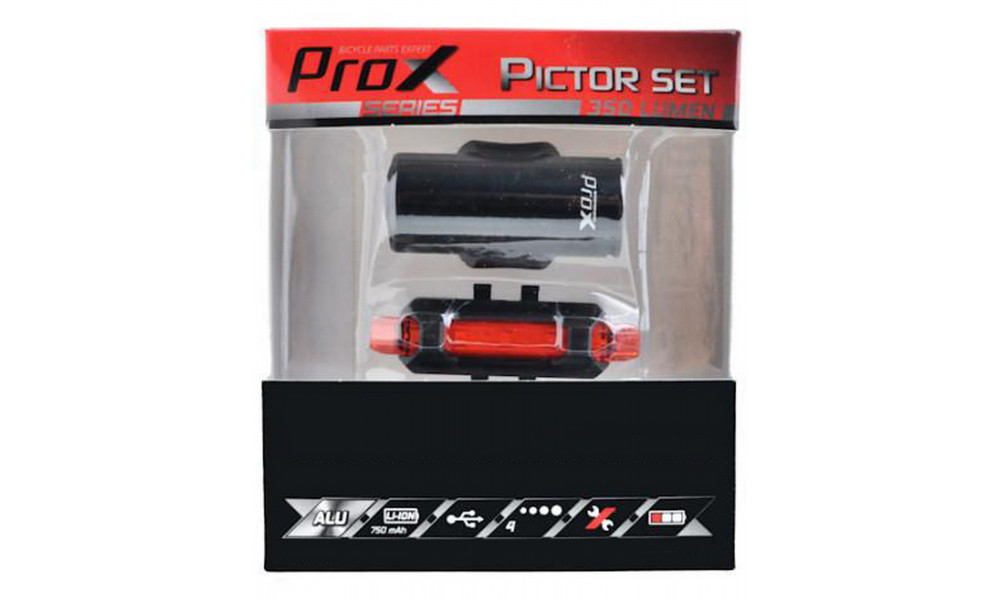 Apšvietimo komplektas ProX Pictor CREE 350Lm + 10Lm USB red - 2