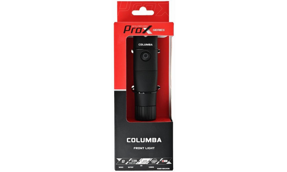 Priekinė lempa ProX Columba Memory Safe mode GoPro 1300Lm USB - 2