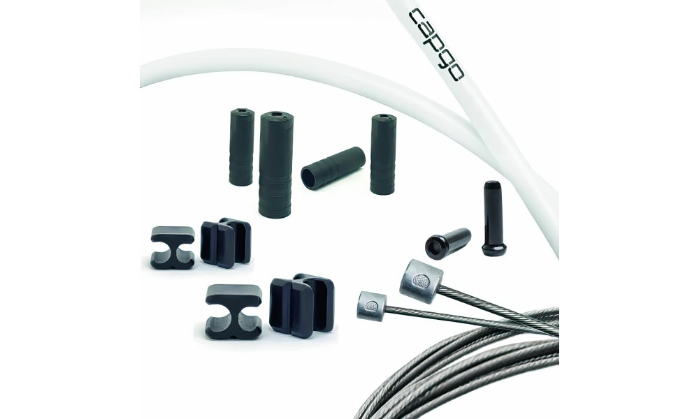 Pavarų troselių komplektas Capgo BL Doube(2x) stainless Shimano/Sram Road & MTB white 