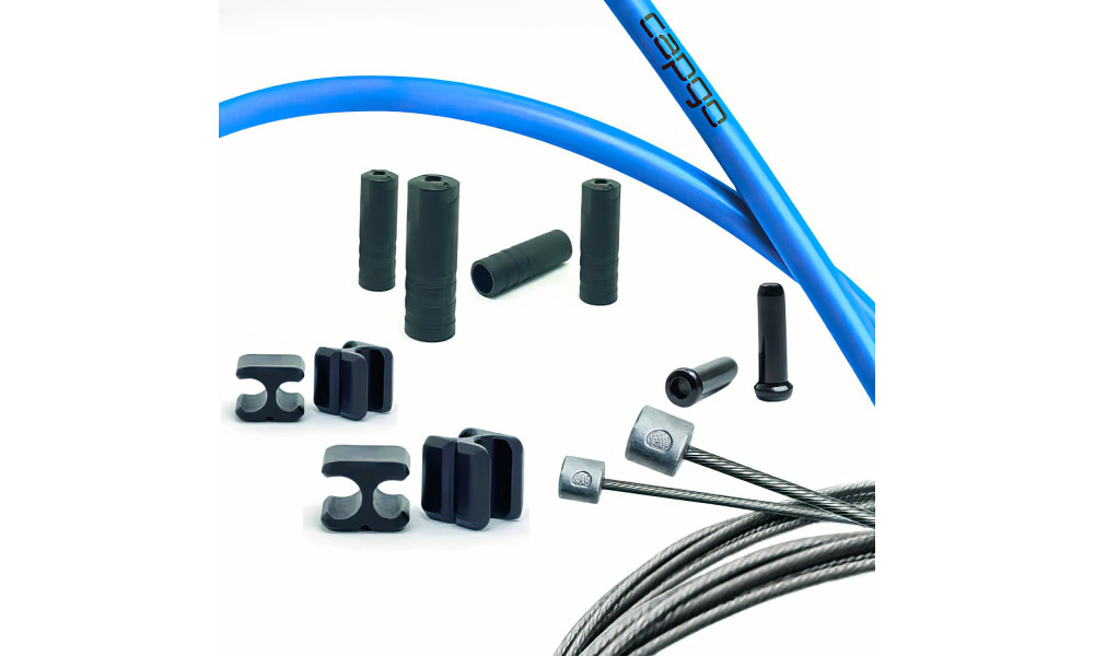 Pavarų troselių komplektas Capgo BL Doube(2x) stainless Shimano/Sram Road & MTB blue 