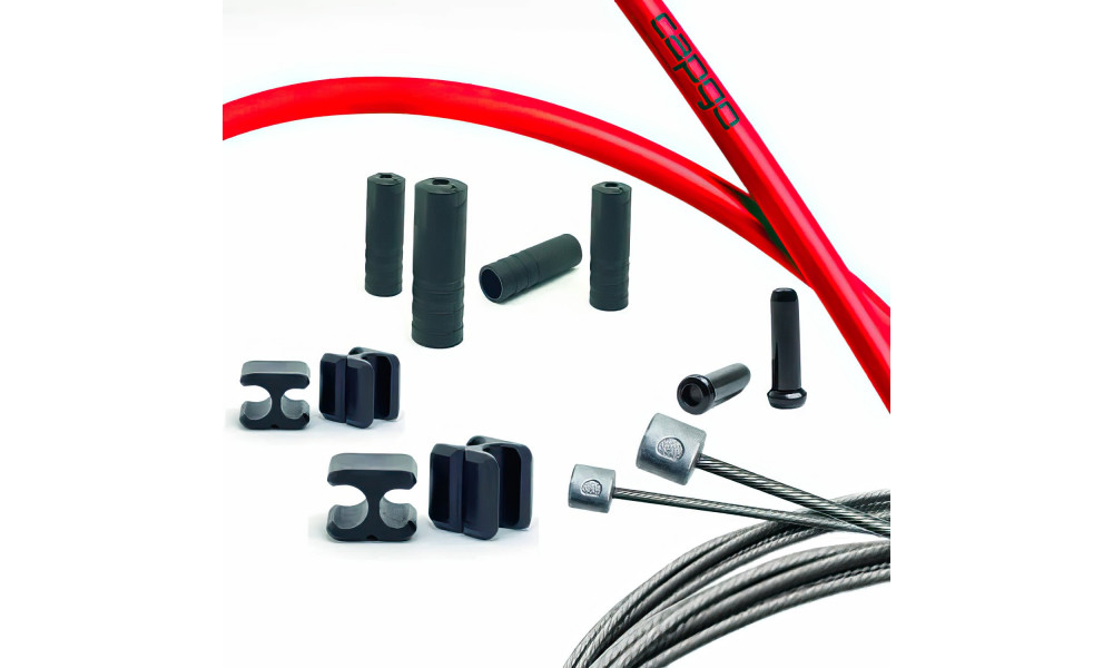 Pavarų troselių komplektas Capgo BL Doube(2x) stainless Shimano/Sram Road & MTB red 