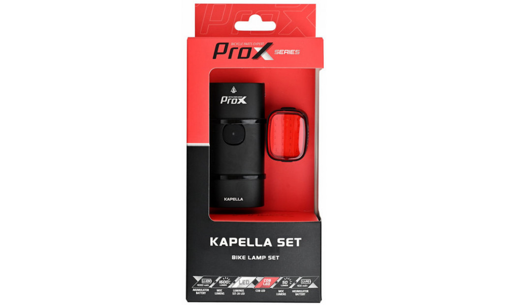 Apšvietimo komplektas ProX Kapella 1600Lm + Ara I 50Lm Powerbank Ring Safe+Memory USB - 7