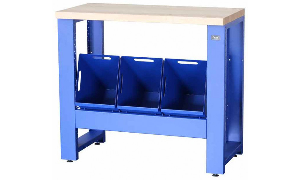 Darbo stalas servisui Cyclus Tools System 500 trash can 3 x 25 L 89 x 100 x 50 cm blue (720809) 