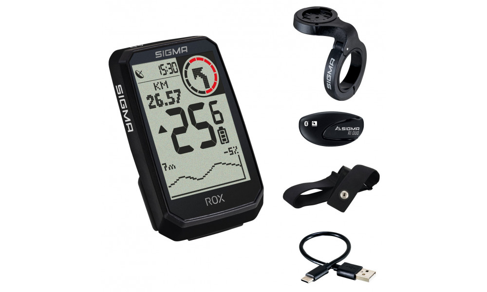 Dviračio kompiuteris SIGMA ROX 4.0 Endurance GPS Black HR Set - 1