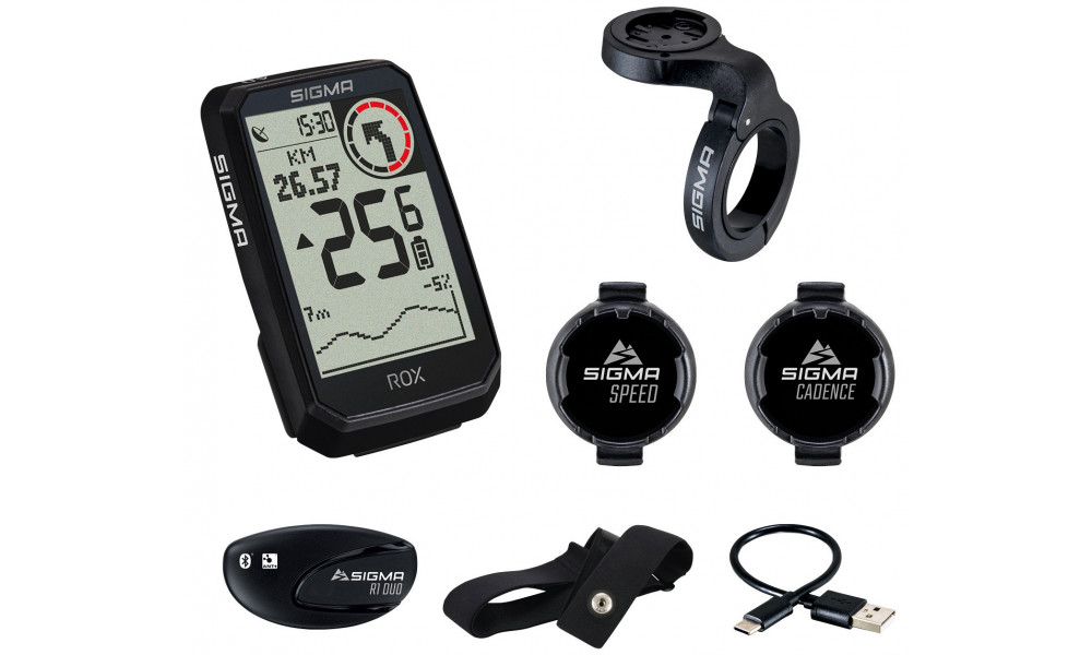 Dviračio kompiuteris SIGMA ROX 4.0 Endurance GPS Black Sensor Set - 1