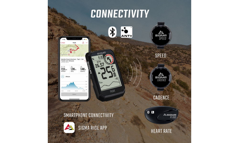 Dviračio kompiuteris SIGMA ROX 4.0 Endurance GPS Black Sensor Set - 9