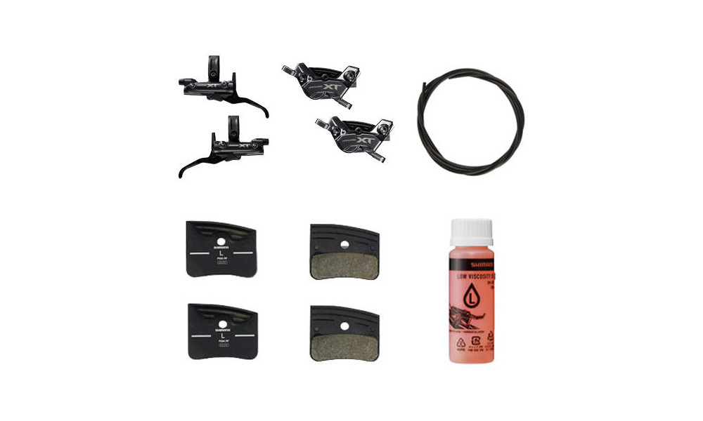 Diskiniai stabdžiai priekiui ir galui Shimano XT BL-M8200 (L) + BR-M8220 (F/R) 4-Piston J-Kit hydraulic post mount - 1