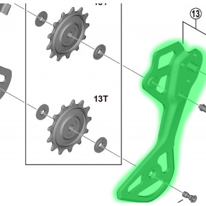 Išorinė galinio pavarų perjungėjo kojelės dalis Shimano XTR Di2 RD-M9250 SGS