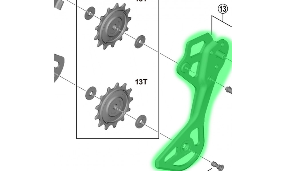 Išorinė galinio pavarų perjungėjo kojelės dalis Shimano XTR Di2 RD-M9250 SGS 