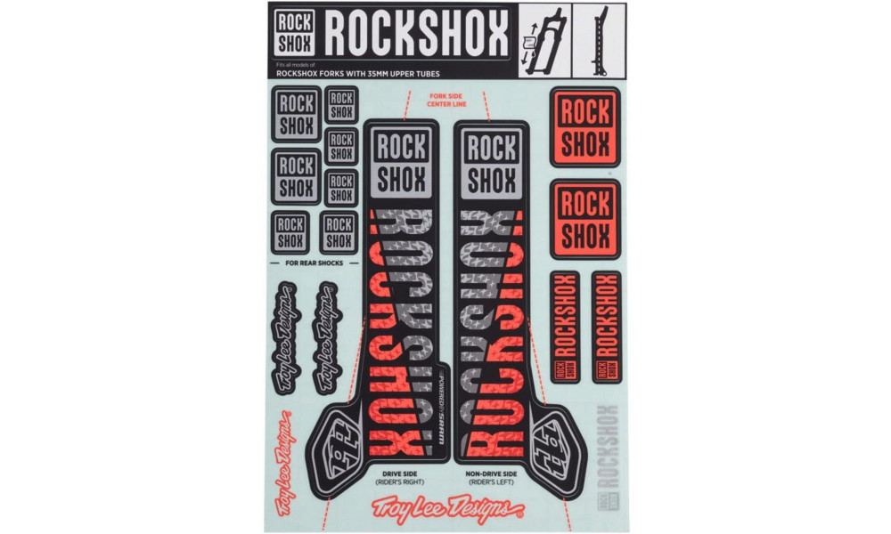 Šakės lipdukas Rockshox Troy Lee Design 