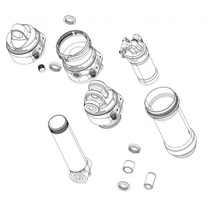 Galinio amortizatoriaus remonto dalis Rockshox damper shaft assembly Super Deluxe RC/RCT/RTR RC3/R A2 67.575mm A1