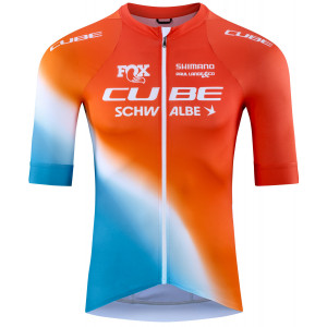 Dviratininko marškinėliai Cube Road/XC X Factory Racing S/S blue'n'orange