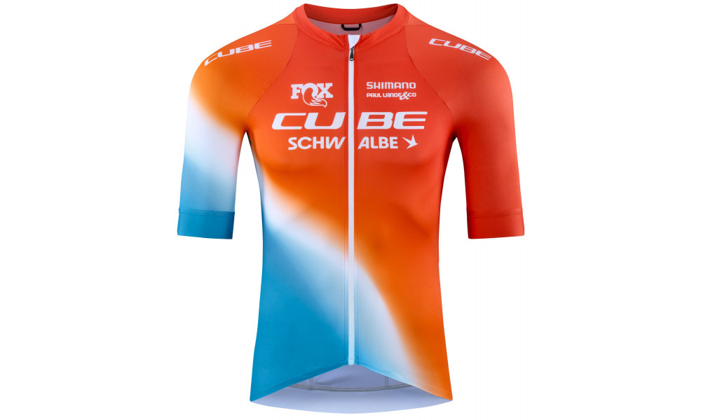 Dviratininko marškinėliai Cube Road/XC X Factory Racing S/S blue'n'orange - 1