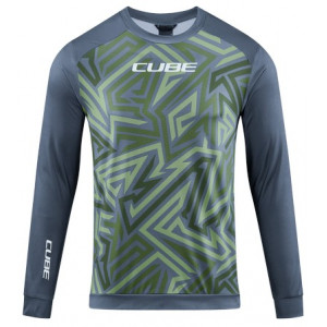 Dviratininko marškinėliai Cube ATX Round Neck TM L/S olive'n'grey