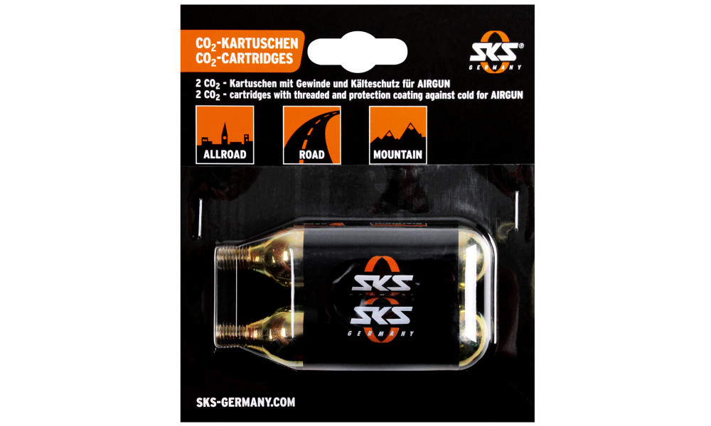 Suspausto oro CO2 balionėlis SKS pompai Airbuster (2x16g), su sriegiu - 2