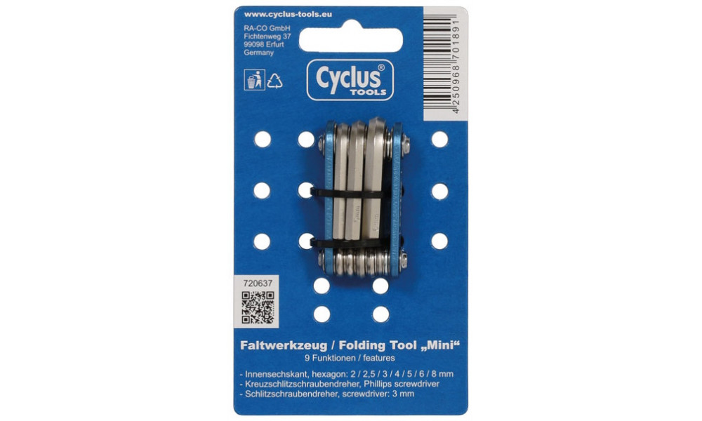 Įrankis Cyclus Tools Mini 9in1 Multitool foldable (720637) - 3