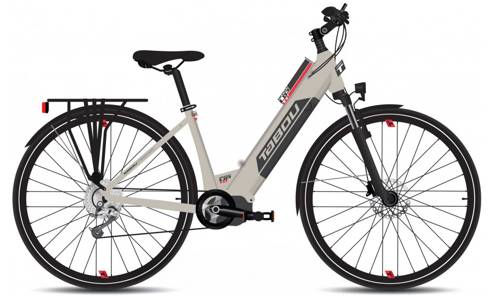 Elektrinis dviratis Tabou Mono UP 1.0 grey-red 