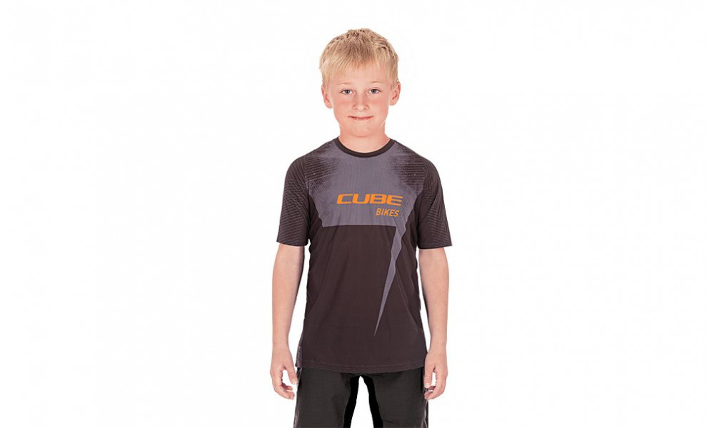 Dviratininko marškinėliai Cube Junior black'n'orange S/S - 1