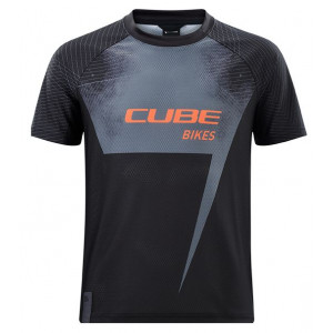 Dviratininko marškinėliai Cube Junior black'n'orange S/S
