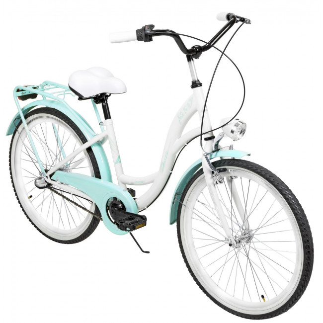 Dviratis AZIMUT Julie 24" 3-speed 2025 white-turquoise