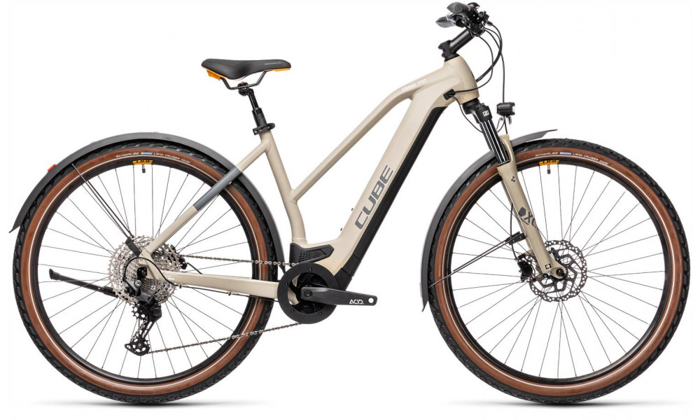 Elektrinis dviratis Cube Cross Hybrid Pro 625 Allroad Trapeze desert'n'orange 2021 