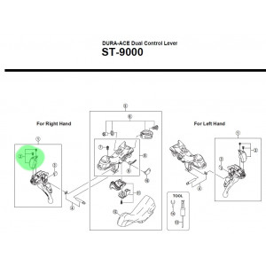 Pavarų perjungimo rankenėlės dangtelis Shimano DURA-ACE ST-9000 left w/ screws
