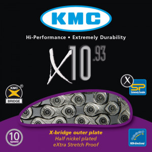 Grandinė KMC X10 Silver/Black 10-speed 114-links