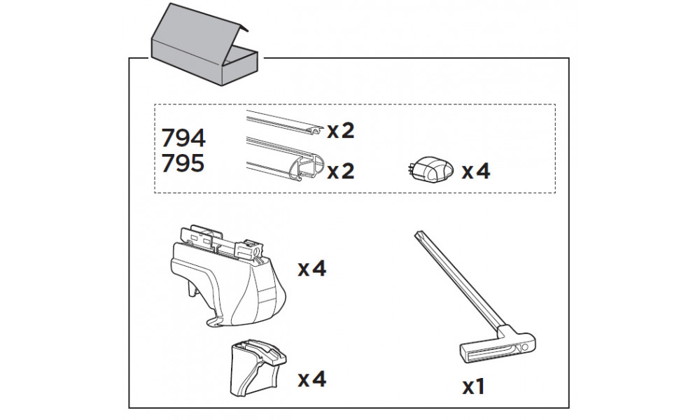 Stogo skersiniai Thule Smart Rack 794 komplektas - 4
