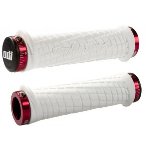 Vairo rankenėlės ODI Troy Lee Designs Signature MTB Lock-On White w/ Red Clamps