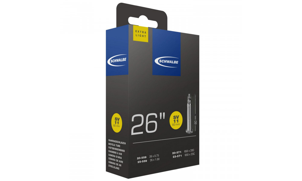 Kamera 26" Schwalbe SV11 ExtraLight 60mm (20/28-559 - 20/23-571) 