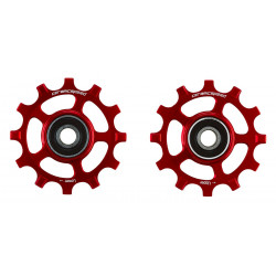 Galinio pavarų perjungėjo ratukų komplektas CeramicSpeed for SRAM 12s AXS Road Coated Alloy 607 red (107486)
