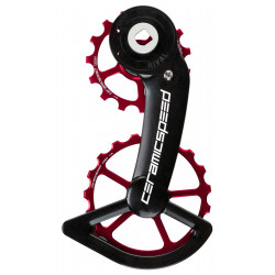 Galinio pavarų perjungėjo ratukų komplektas CeramicSpeed Oversized for SRAM Rival AXS Alloy 607 stainless steel red (110678)