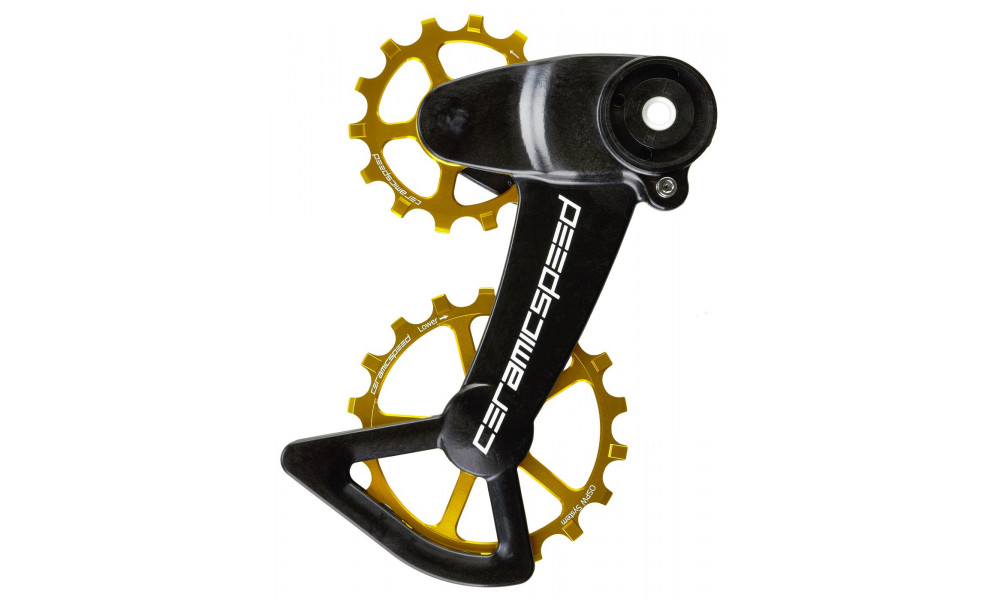 Galinio pavarų perjungėjo ratukų komplektas CeramicSpeed Oversized X for SRAM Eagle AXS Coated Alloy 607 gold (107005) 