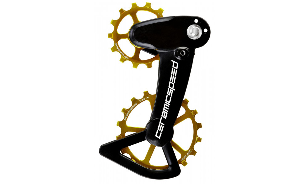 Galinio pavarų perjungėjo ratukų komplektas CeramicSpeed Oversized X for Shimano 12s XT/XTR Coated Alloy 607 gold (108177) 