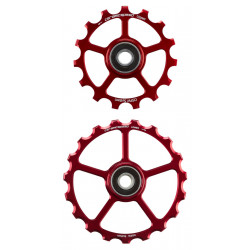 Galinio pavarų perjungėjo ratukų komplektas CeramicSpeed Oversized (spare) Coated Alloy 607 red (107850)