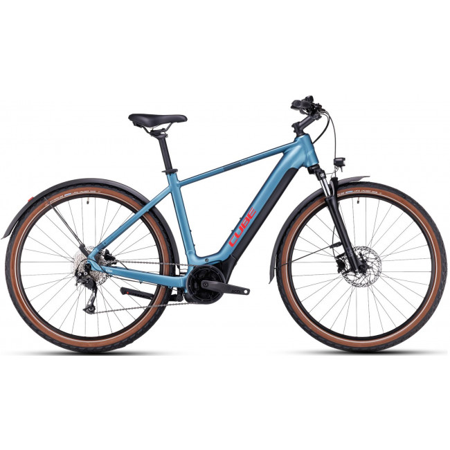 Elektrinis dviratis Cube Nuride Hybrid Performance 625 Allroad metalblue'n'red 2023