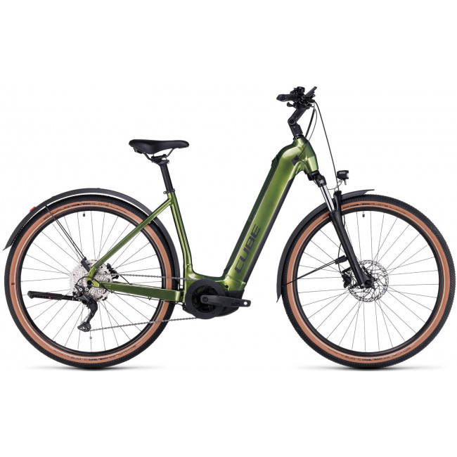 Elektrinis dviratis Cube Nuride Hybrid Pro 625 Allroad Easy Entry shinymoss'n'black 2023