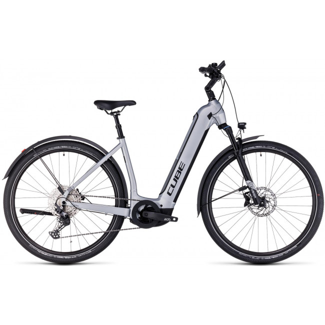 Elektrinis dviratis Cube Nuride Hybrid EXC 750 Allroad Easy Entry polarsilver'n'black 2023