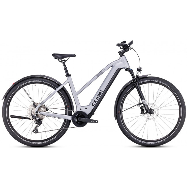Elektrinis dviratis Cube Nuride Hybrid EXC 750 Allroad Trapeze polarsilver'n'black 2023