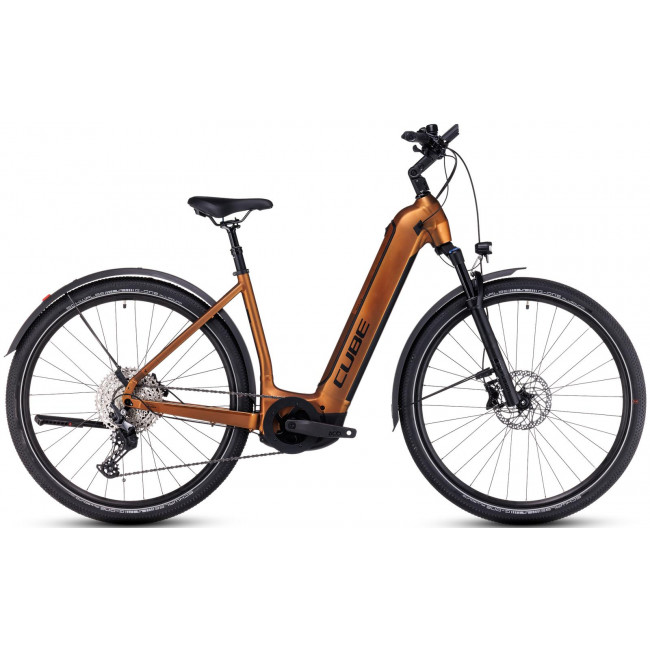 Elektrinis dviratis Cube Nuride Hybrid EXC 750 Allroad Easy Entry caramel'n'black 2023
