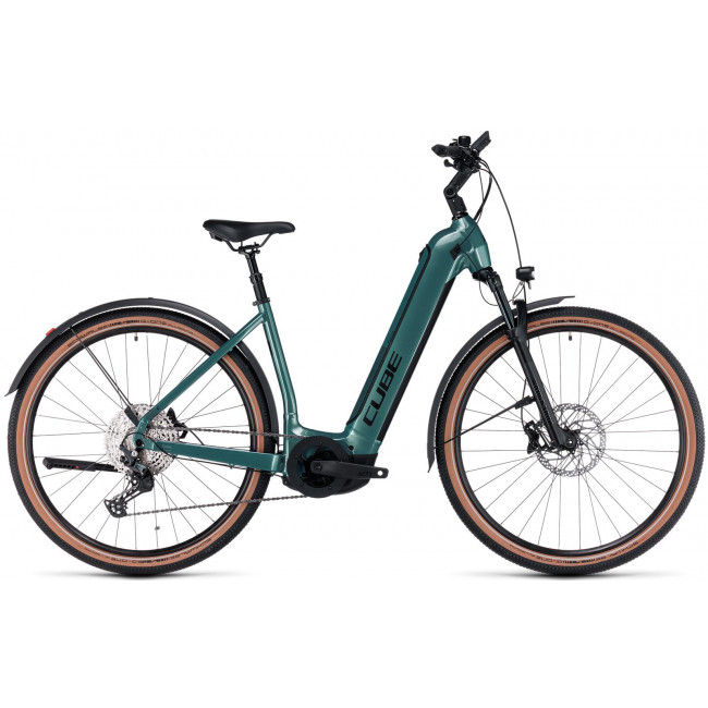 Elektrinis dviratis Cube Nuride Hybrid SLX 750 Allroad Easy Entry verde'n'black 2023