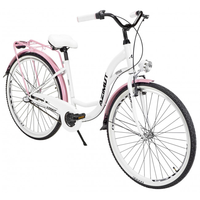 Dviratis AZIMUT Vintage 28" 3-speed 2024 white-pink shiny