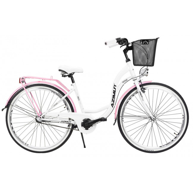 Dviratis AZIMUT Vintage 28" 3-speed 2024 with basket white-pink shiny