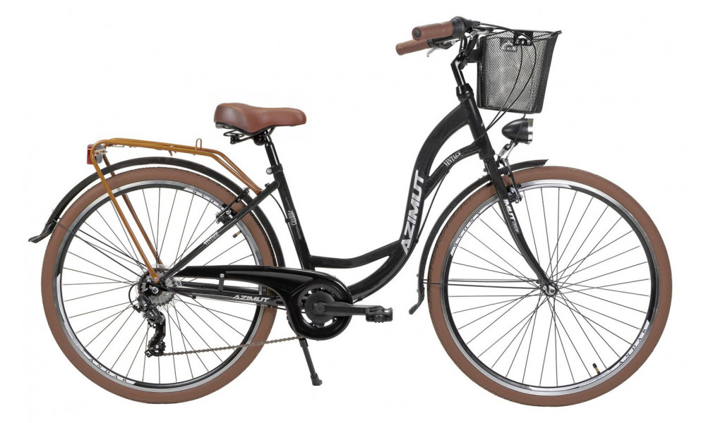 Dviratis AZIMUT Vintage TX-7 28" 2025 with basket black-cream matt 