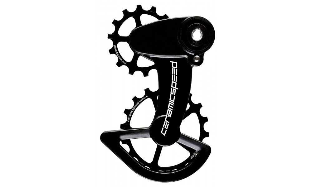 Galinio pavarų perjungėjo ratukų komplektas CeramicSpeed Oversized X for SRAM Force1/Rival1 T3 Clutch Coated Alloy 607 black  