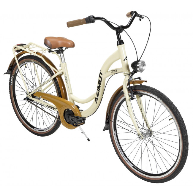 Dviratis AZIMUT Vintage 26" 3-speed 2024 cream-brown shiny