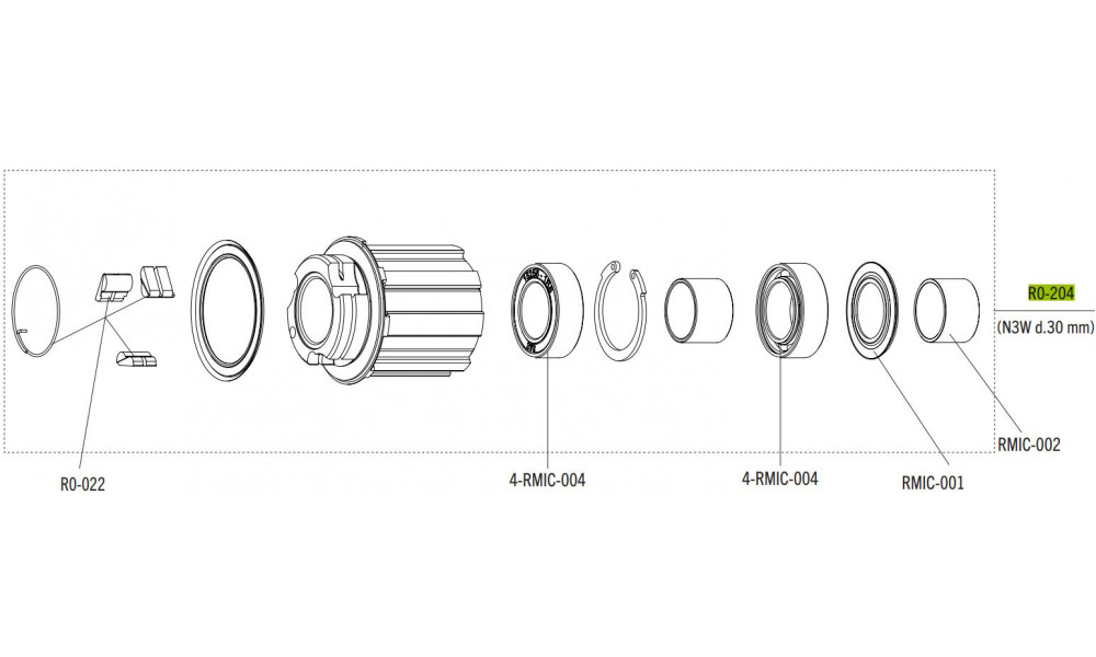 Įvorės/stebulės būgnas Fulcrum 30mm for Campagnolo N3W 13-speed cassettes 